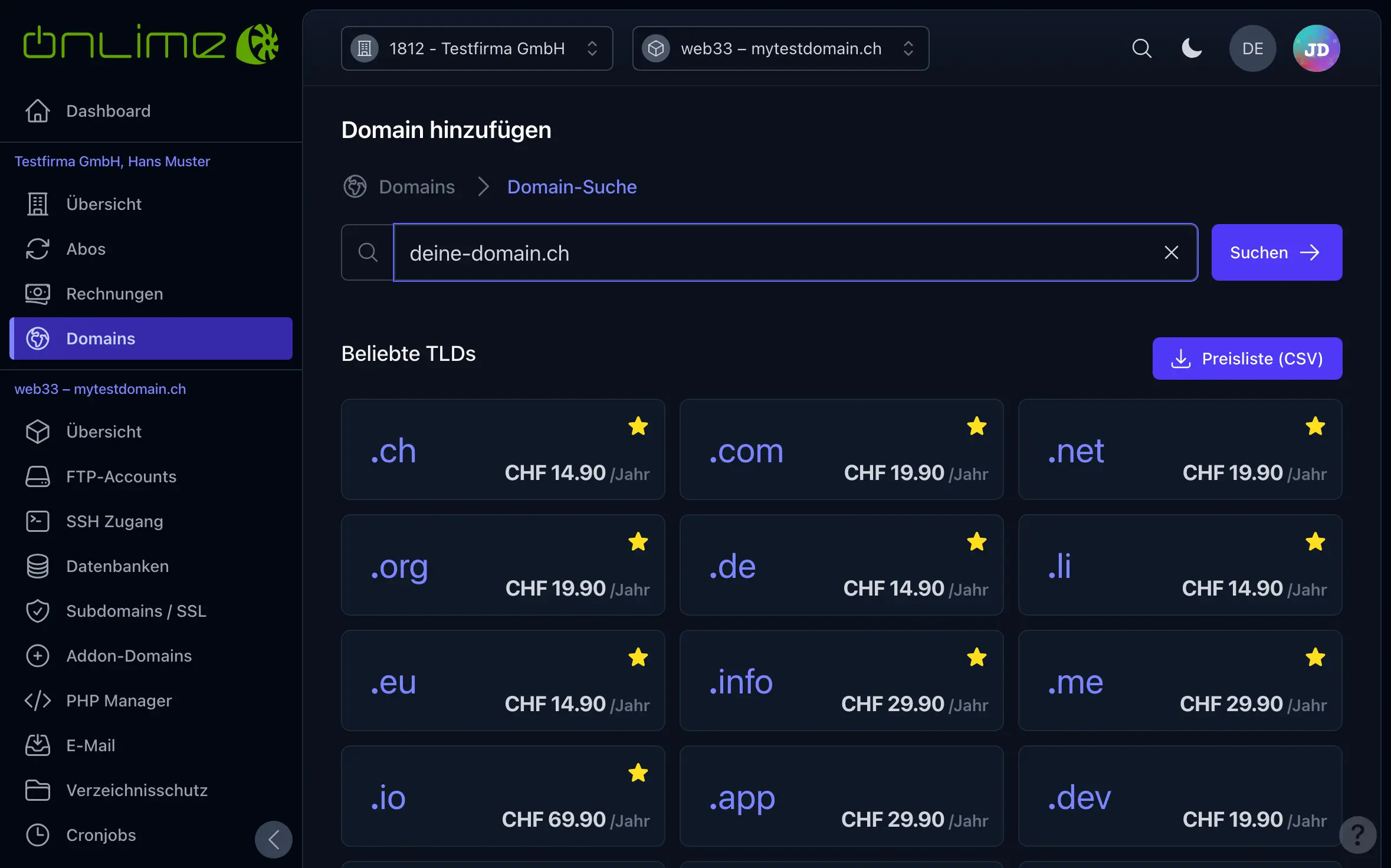 Domain-Suche
