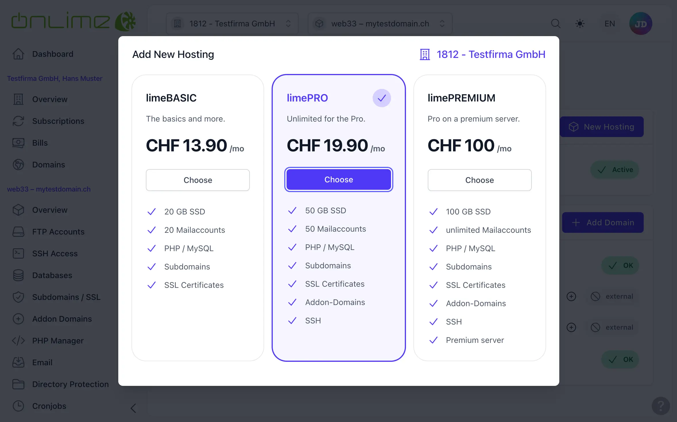 Hosting packages