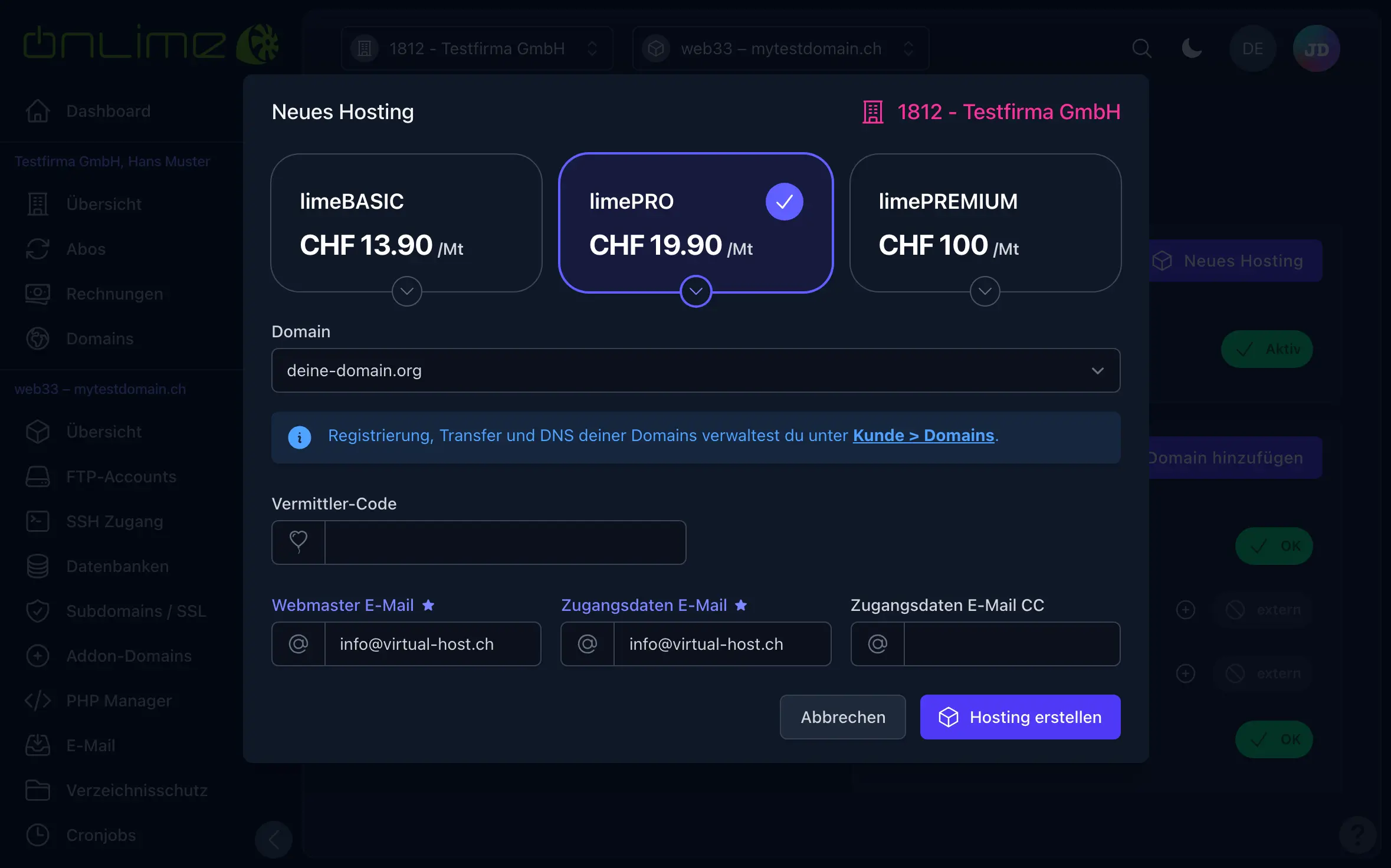 Neues Hosting