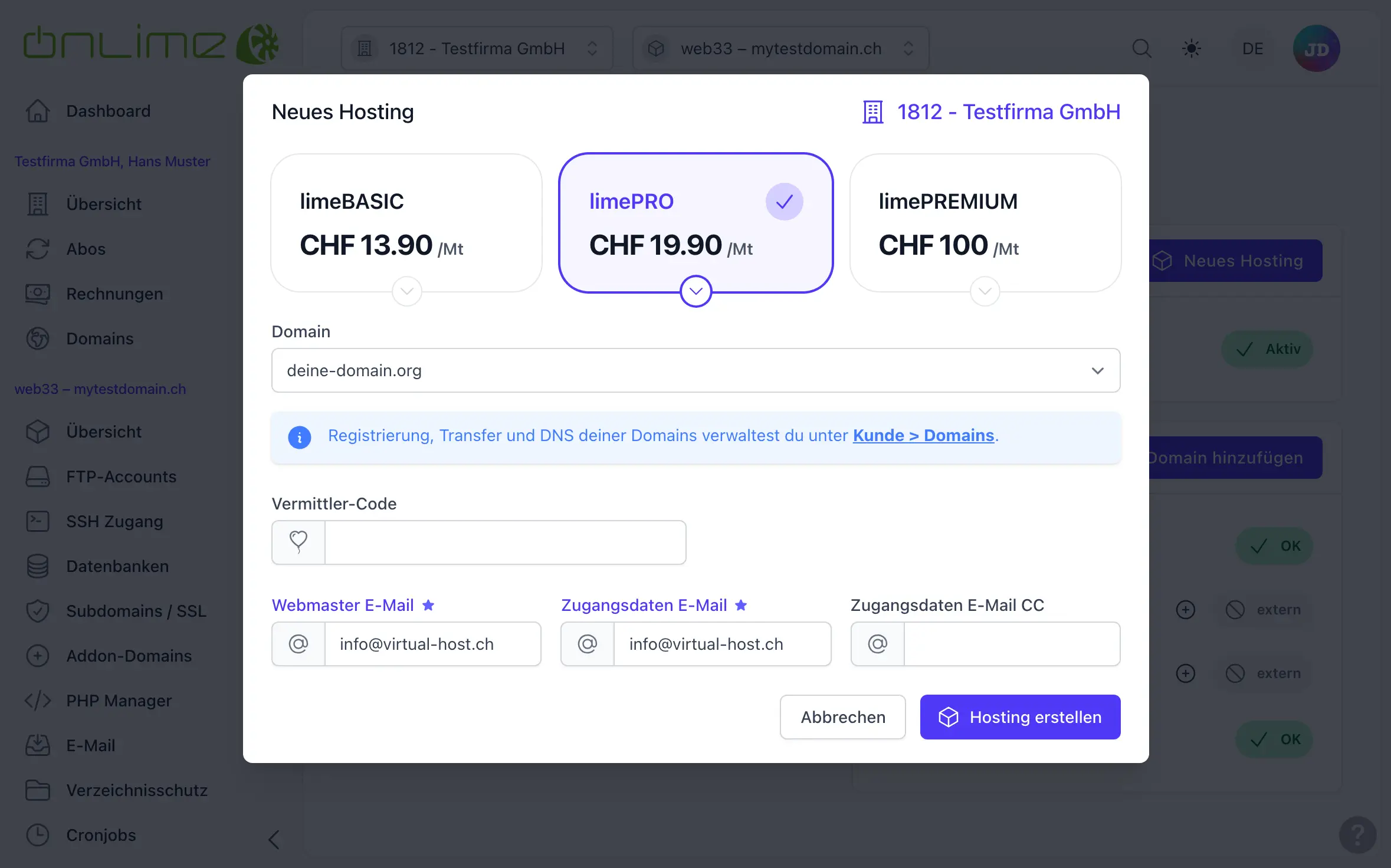 Neues Hosting