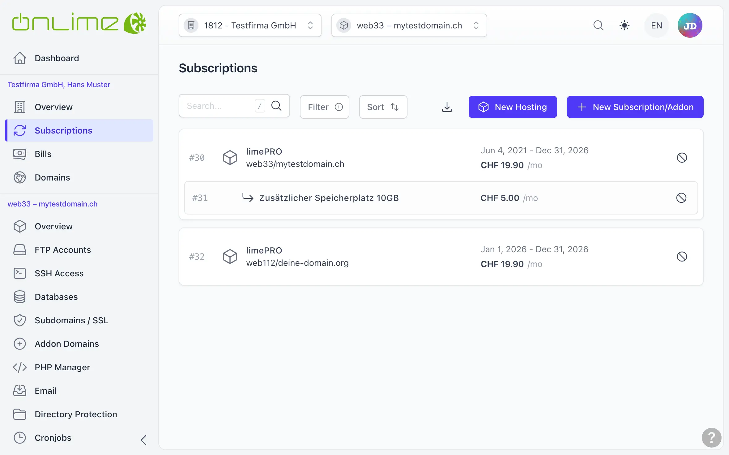 Subscription overview